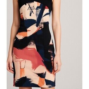 Le Château - Abstract Print Sleeveless Sheath Dress - Size XS